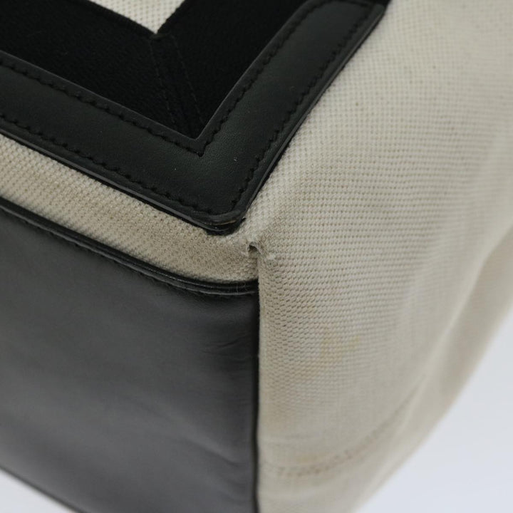 Top Quality Balenciaga Hand Bag Canvas White Black Auth bs12378