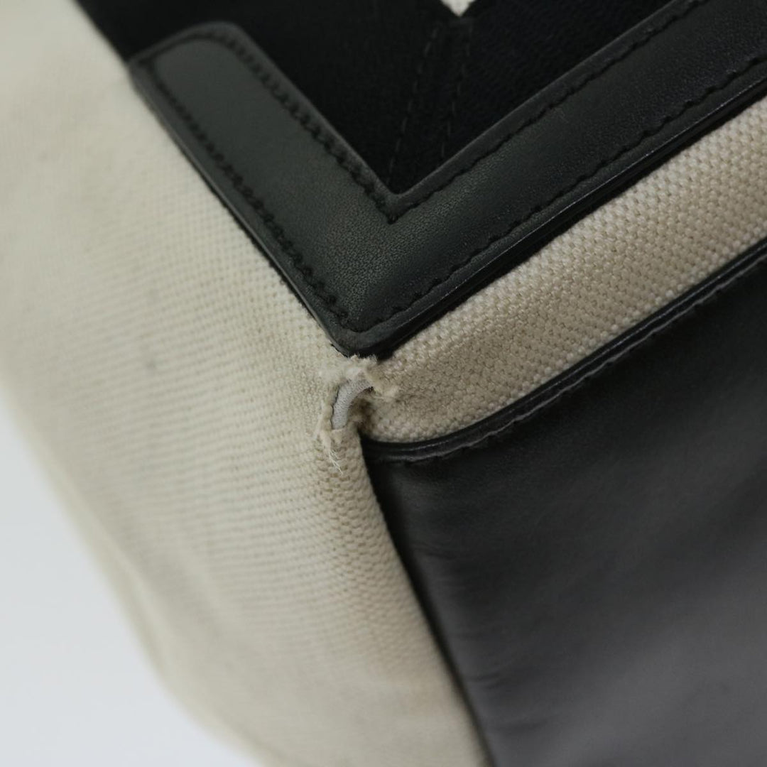 Top Quality Balenciaga Hand Bag Canvas White Black Auth bs12378