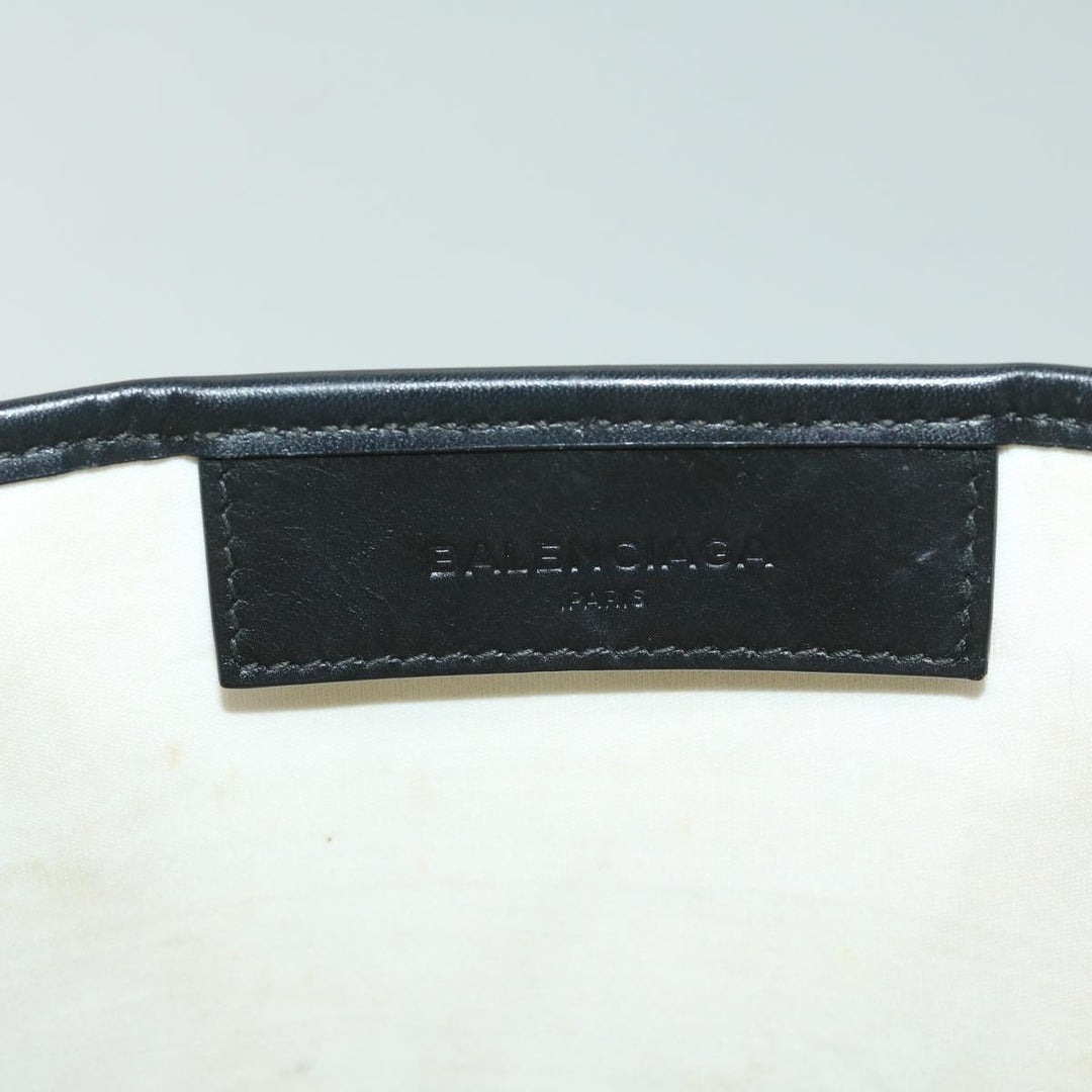 Top Quality Balenciaga Hand Bag Canvas White Black Auth bs12378