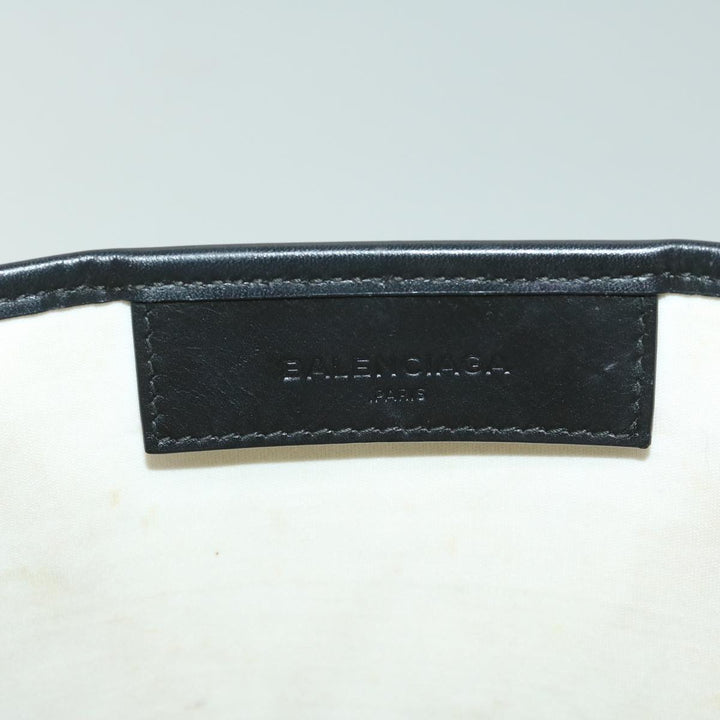 Top Quality Balenciaga Hand Bag Canvas White Black Auth bs12378