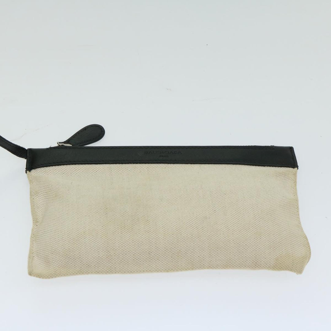 Top Quality Balenciaga Hand Bag Canvas White Black Auth bs12378