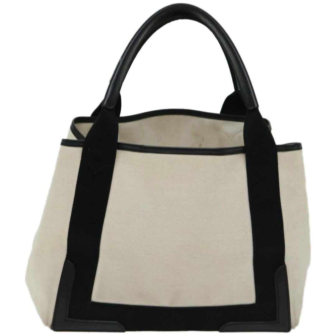 Top Quality Balenciaga Hand Bag Canvas White Black Auth bs12378