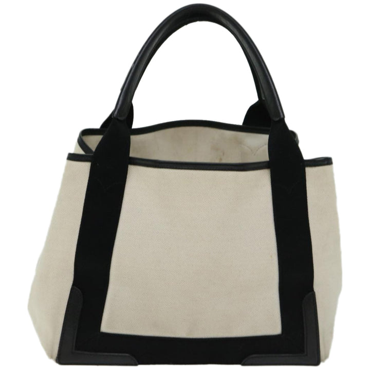 Top Quality Balenciaga Hand Bag Canvas White Black Auth bs12378