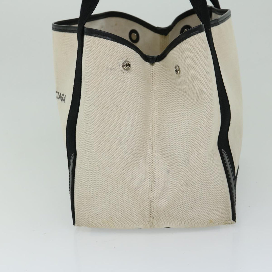 Top Quality Balenciaga Hand Bag Canvas White Black Auth bs12378