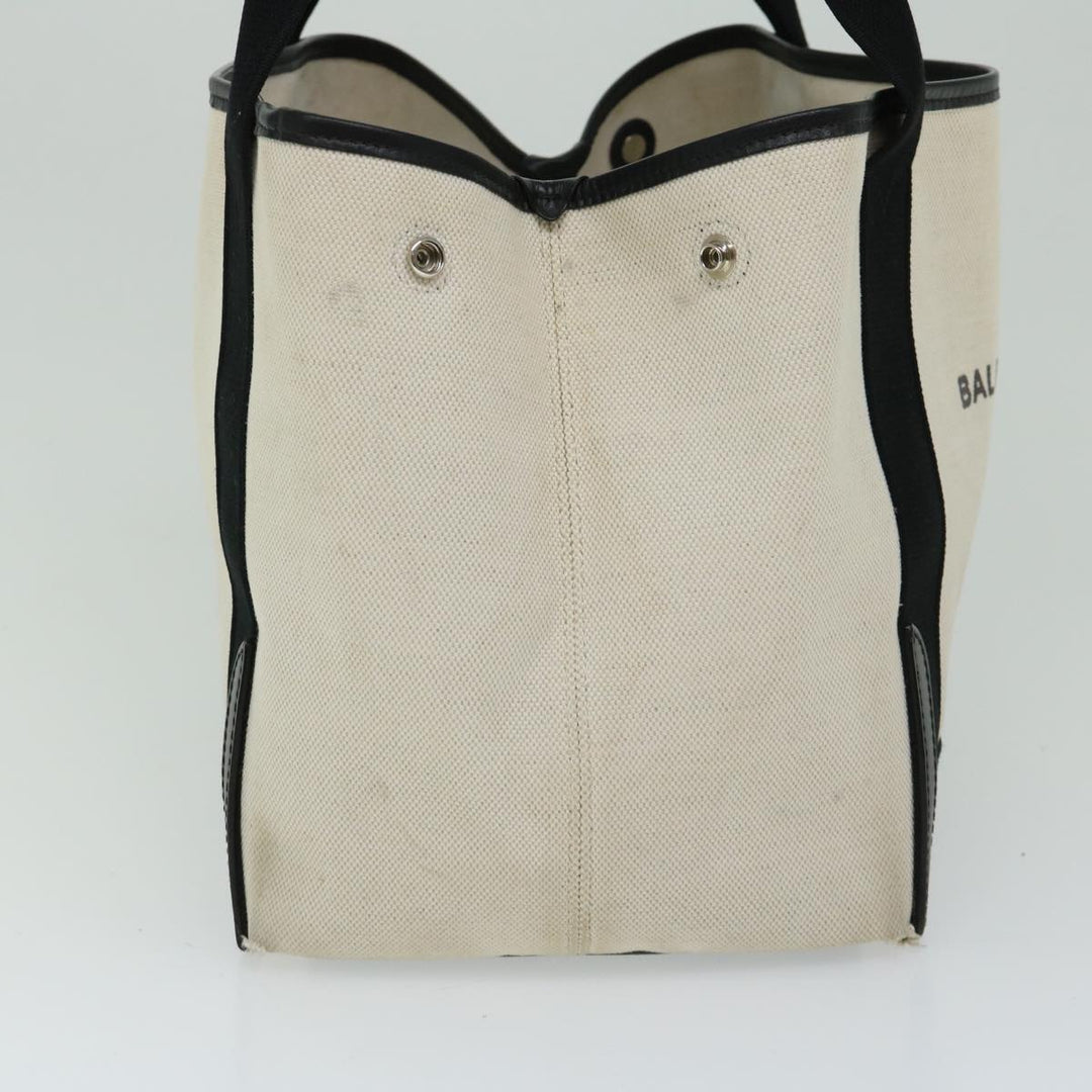 Top Quality Balenciaga Hand Bag Canvas White Black Auth bs12378