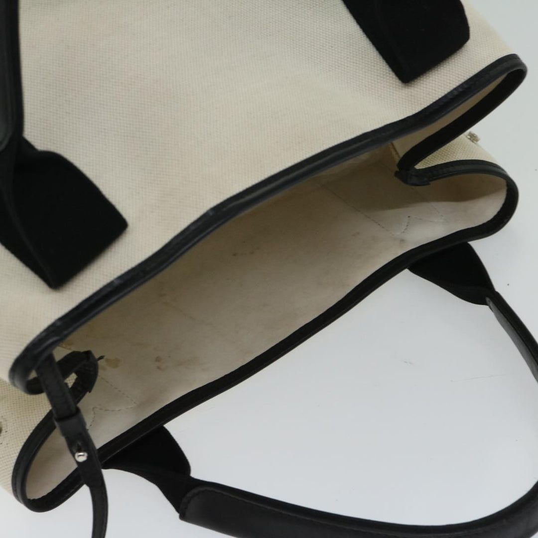 Top Quality Balenciaga Hand Bag Canvas White Black Auth bs12378