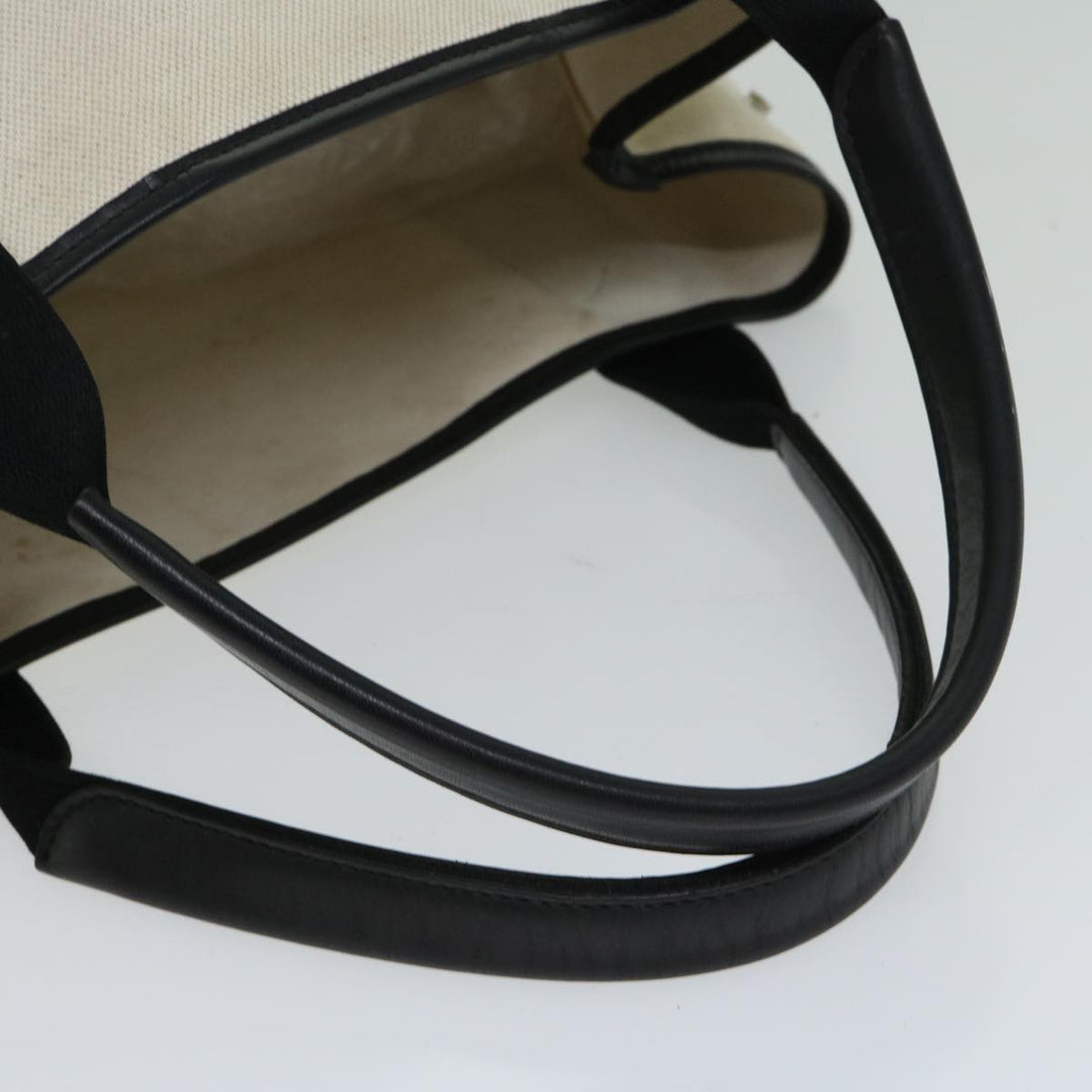 Top Quality Balenciaga Hand Bag Canvas White Black Auth bs12378