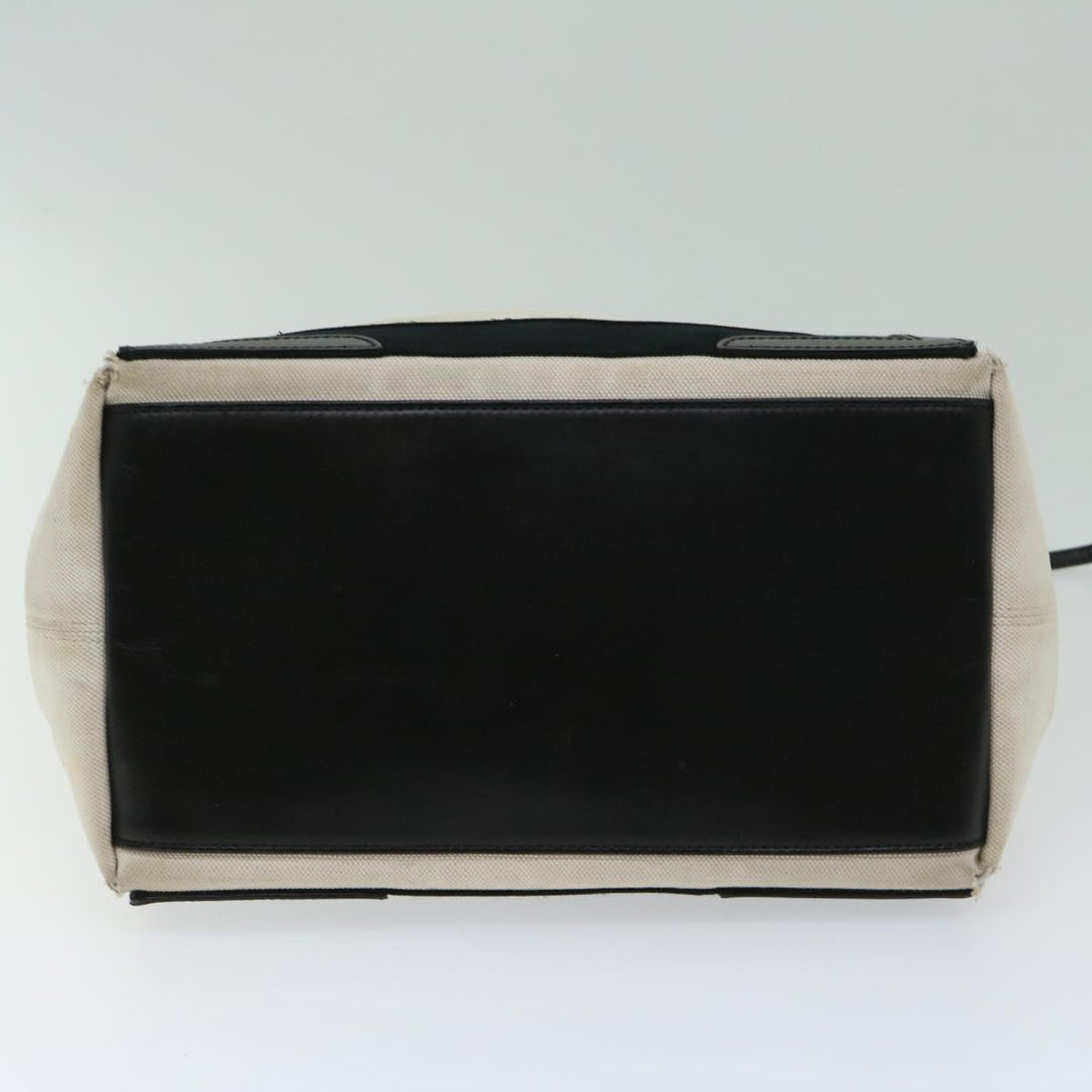 Top Quality Balenciaga Hand Bag Canvas White Black Auth bs12378