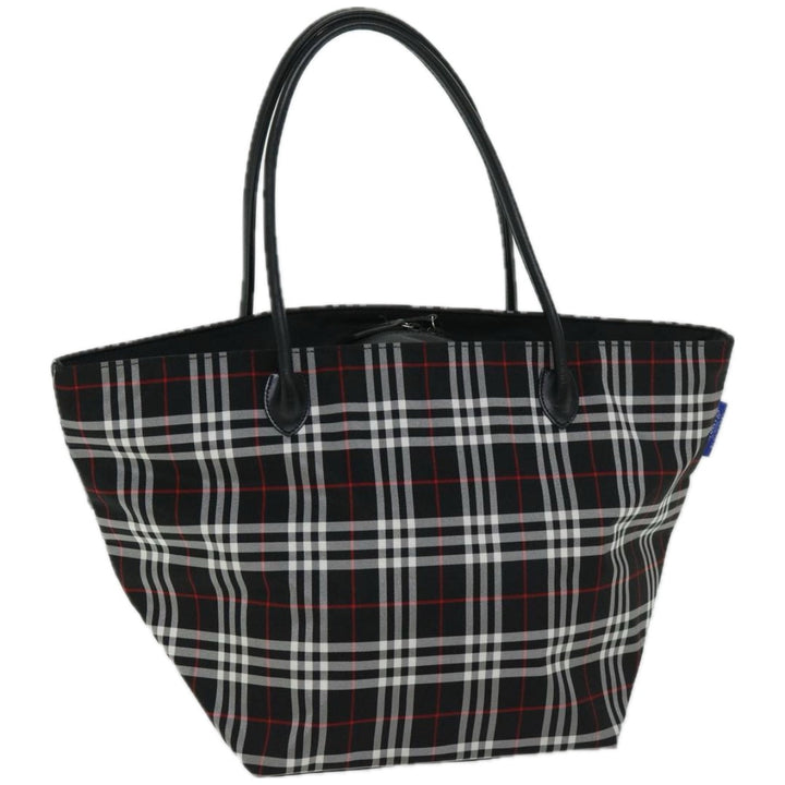 BurberrySs Nova Check Blue Label Tote Bag Nylon Black Auth bs12380