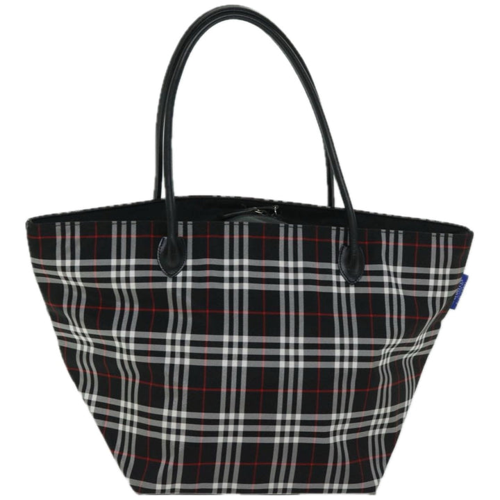 BurberrySs Nova Check Blue Label Tote Bag Nylon Black Auth bs12380