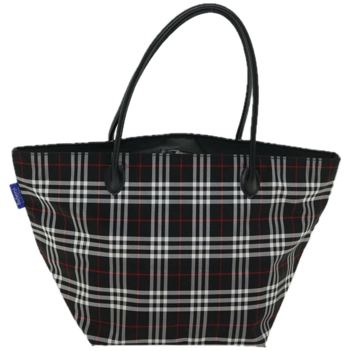 BurberrySs Nova Check Blue Label Tote Bag Nylon Black Auth bs12380