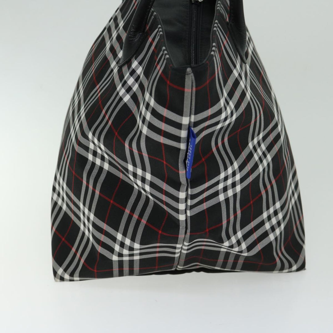 BurberrySs Nova Check Blue Label Tote Bag Nylon Black Auth bs12380