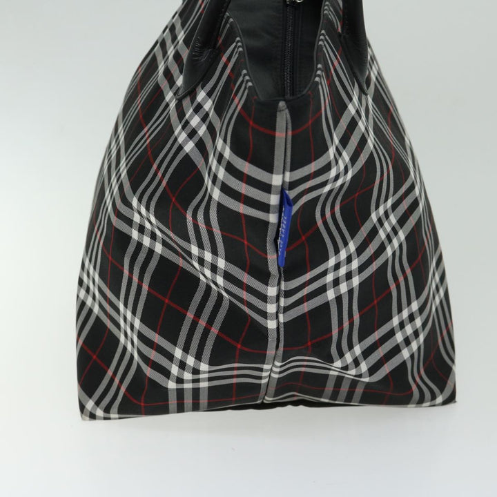 BurberrySs Nova Check Blue Label Tote Bag Nylon Black Auth bs12380