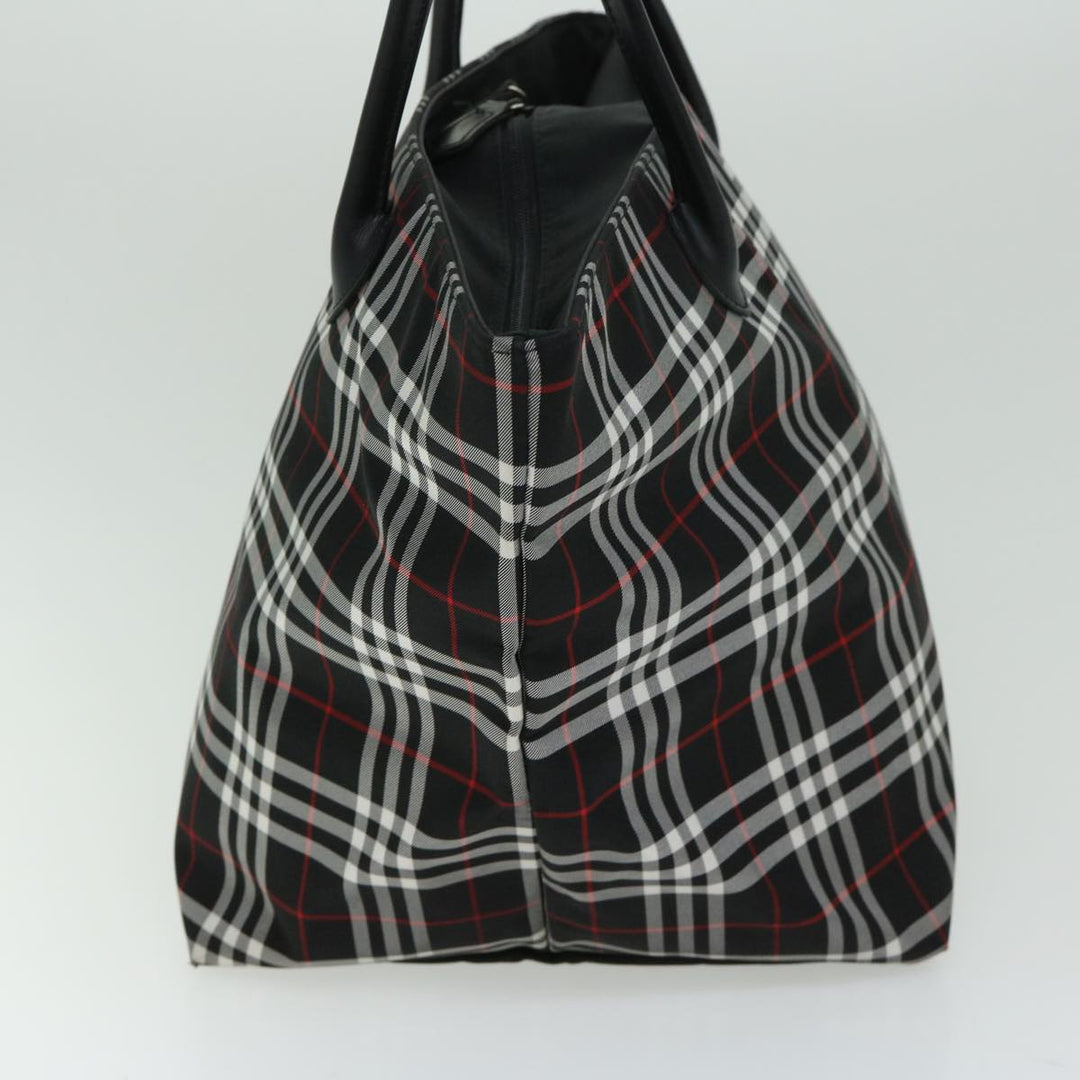 BurberrySs Nova Check Blue Label Tote Bag Nylon Black Auth bs12380