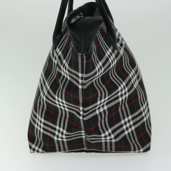 BurberrySs Nova Check Blue Label Tote Bag Nylon Black Auth bs12380