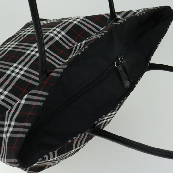 BurberrySs Nova Check Blue Label Tote Bag Nylon Black Auth bs12380