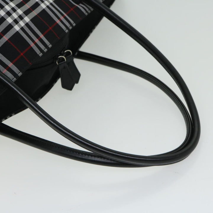 BurberrySs Nova Check Blue Label Tote Bag Nylon Black Auth bs12380