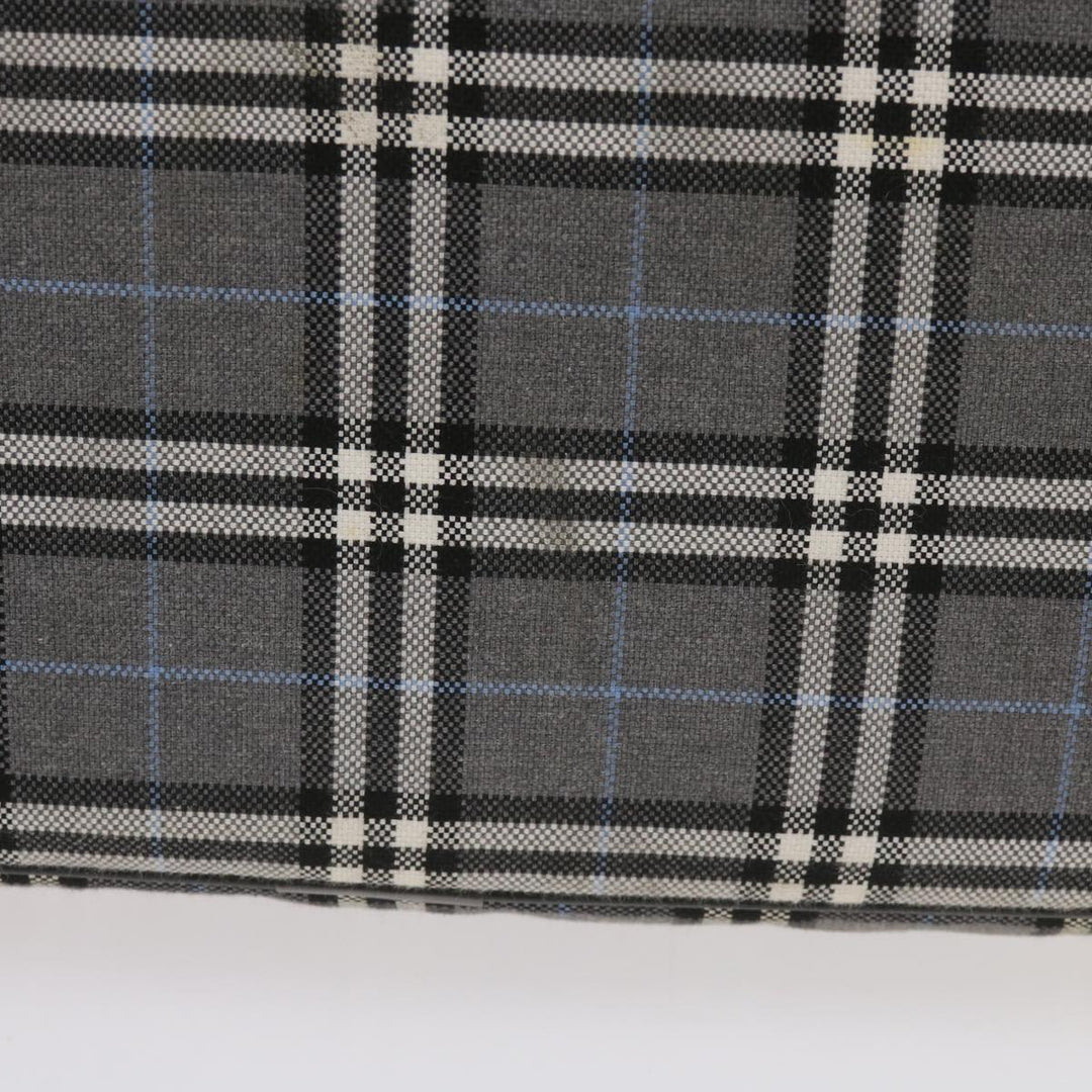 Burberry Nova Check Black label Hand Bag Canvas Gray Auth bs12382
