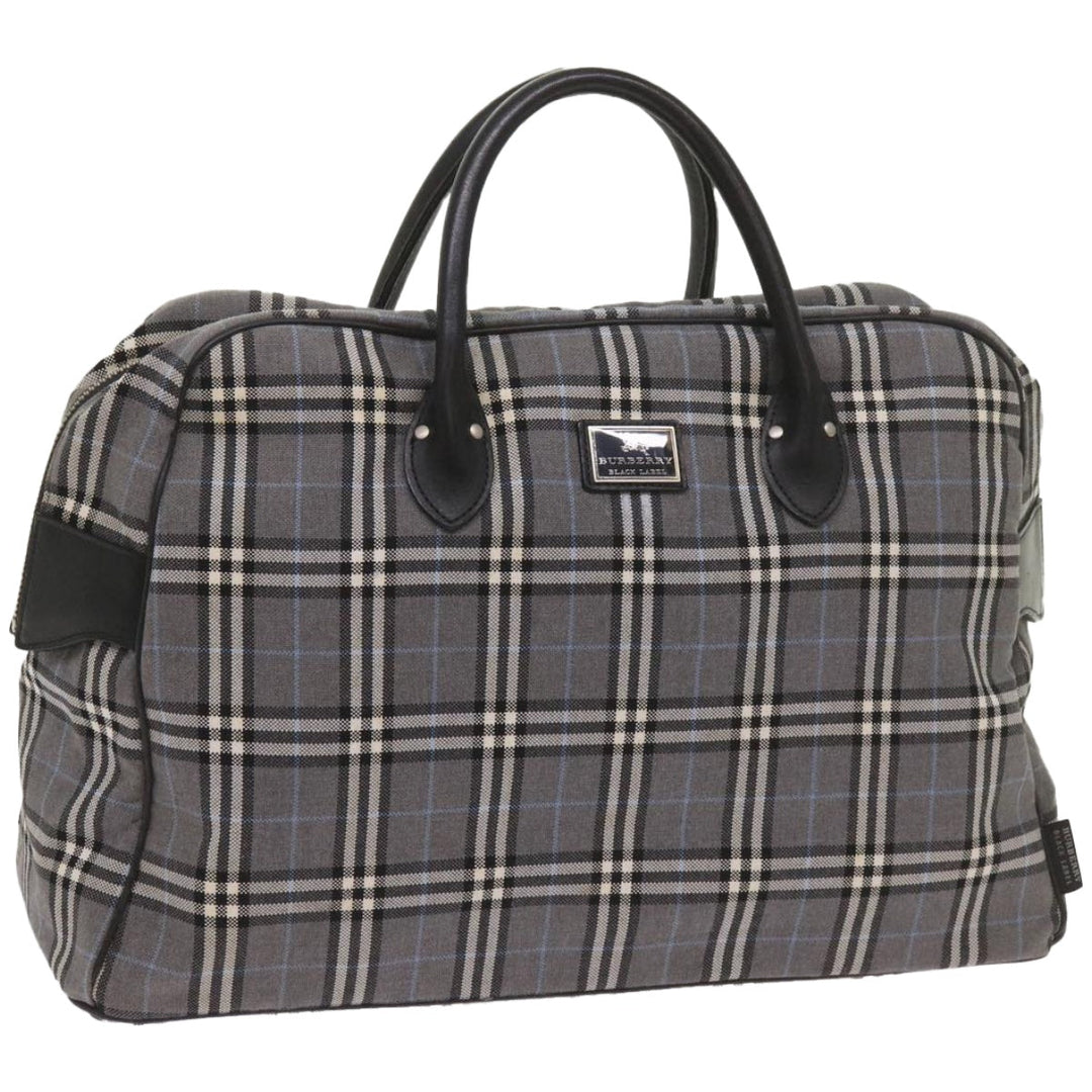 Top Quality Burberry Nova Check Black label Hand Bag Canvas Gray Auth bs12382