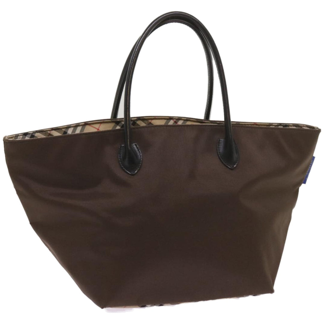 BURBERRYSs Nova Check Blue Label Tote Bag Nylon Brown Auth bs12383