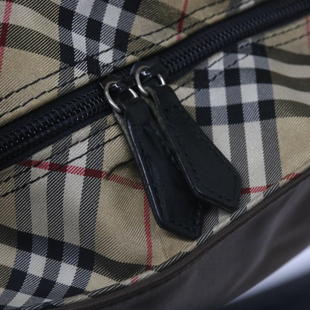BURBERRYSs Nova Check Blue Label Tote Bag Nylon Brown Auth bs12383