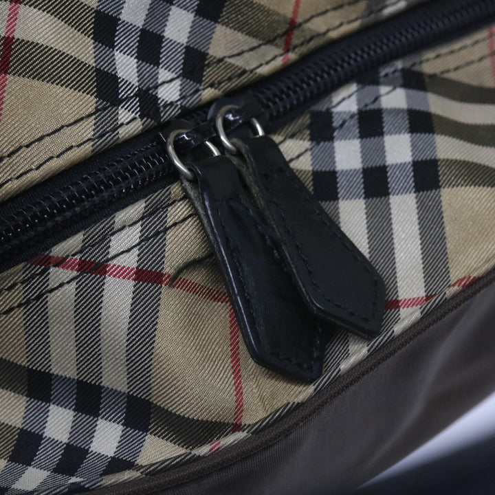 BURBERRYSs Nova Check Blue Label Tote Bag Nylon Brown Auth bs12383