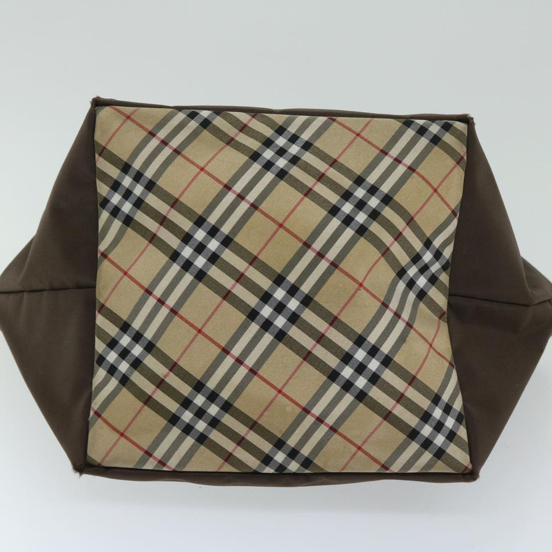 BURBERRYSs Nova Check Blue Label Tote Bag Nylon Brown Auth bs12383