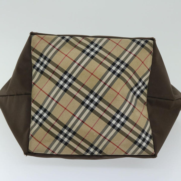 BURBERRYSs Nova Check Blue Label Tote Bag Nylon Brown Auth bs12383