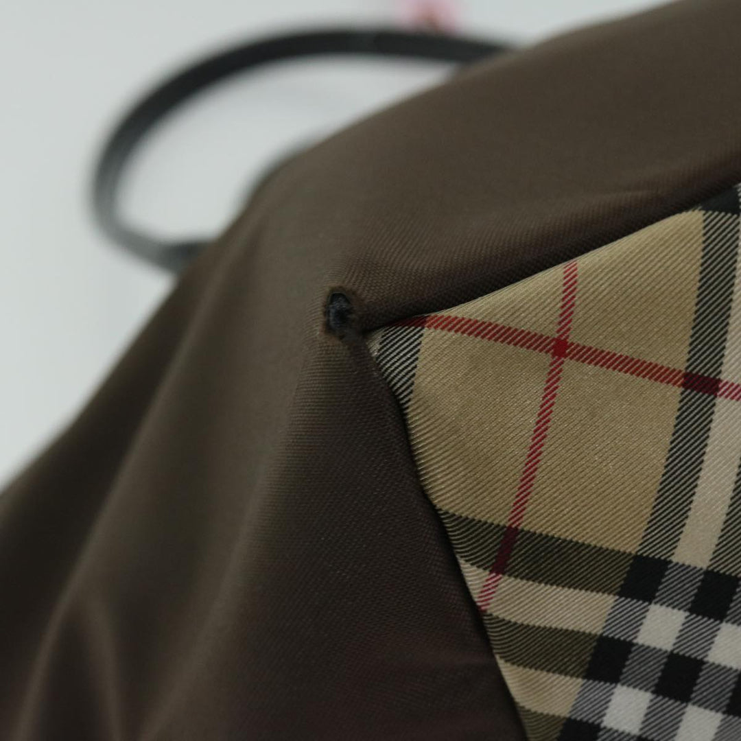 BURBERRYSs Nova Check Blue Label Tote Bag Nylon Brown Auth bs12383