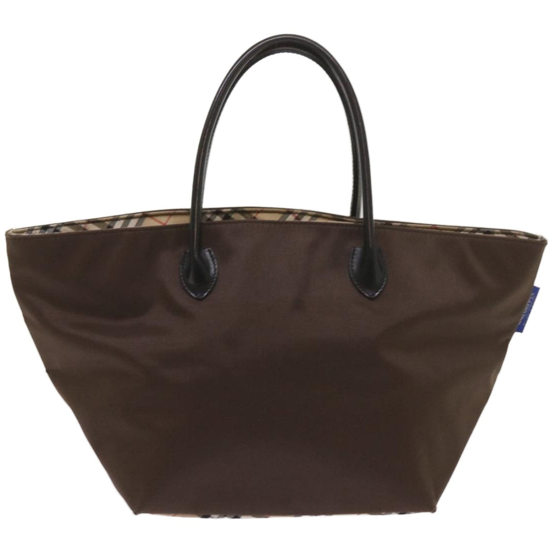 BURBERRYSs Nova Check Blue Label Tote Bag Nylon Brown Auth bs12383