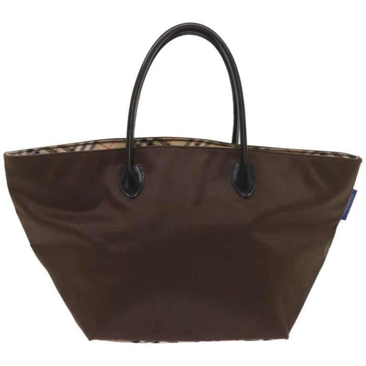 BURBERRYSs Nova Check Blue Label Tote Bag Nylon Brown Auth bs12383