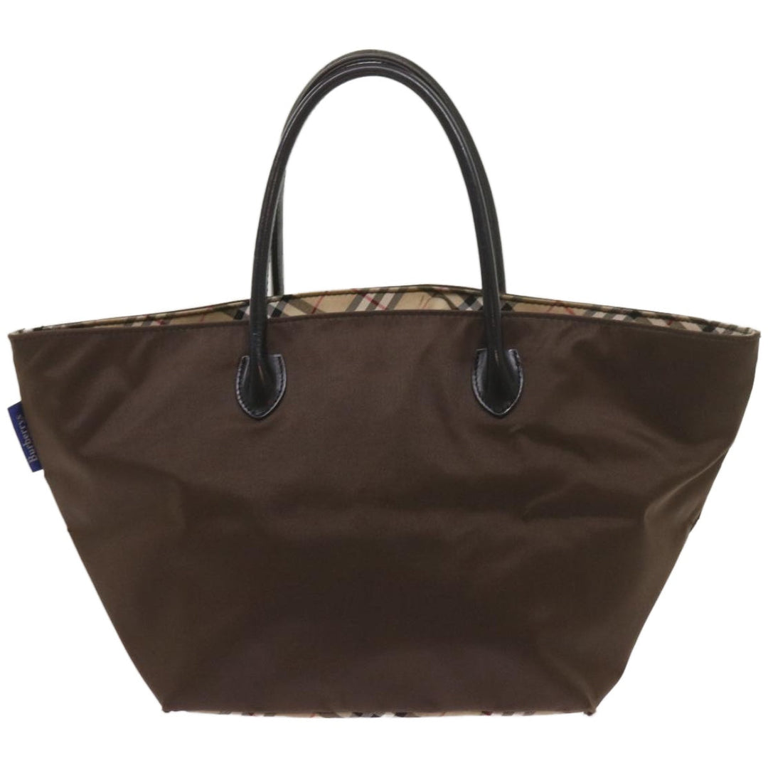 BURBERRYSs Nova Check Blue Label Tote Bag Nylon Brown Auth bs12383