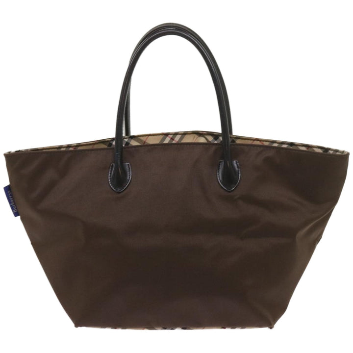BURBERRYSs Nova Check Blue Label Tote Bag Nylon Brown Auth bs12383