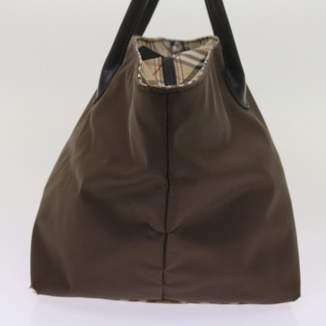BURBERRYSs Nova Check Blue Label Tote Bag Nylon Brown Auth bs12383