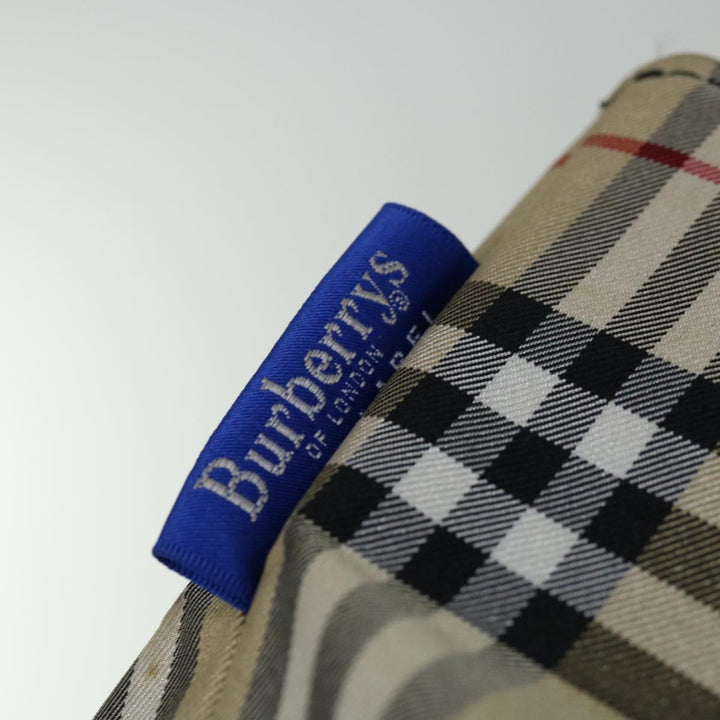 BURBERRYSs Nova Check Blue Label Hand Bag Nylon Beige Auth bs12386