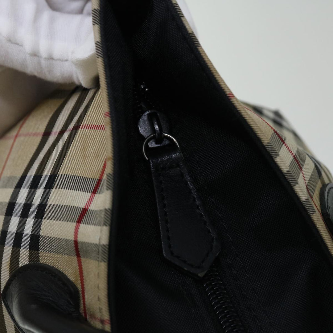 BURBERRYSs Nova Check Blue Label Hand Bag Nylon Beige Auth bs12386
