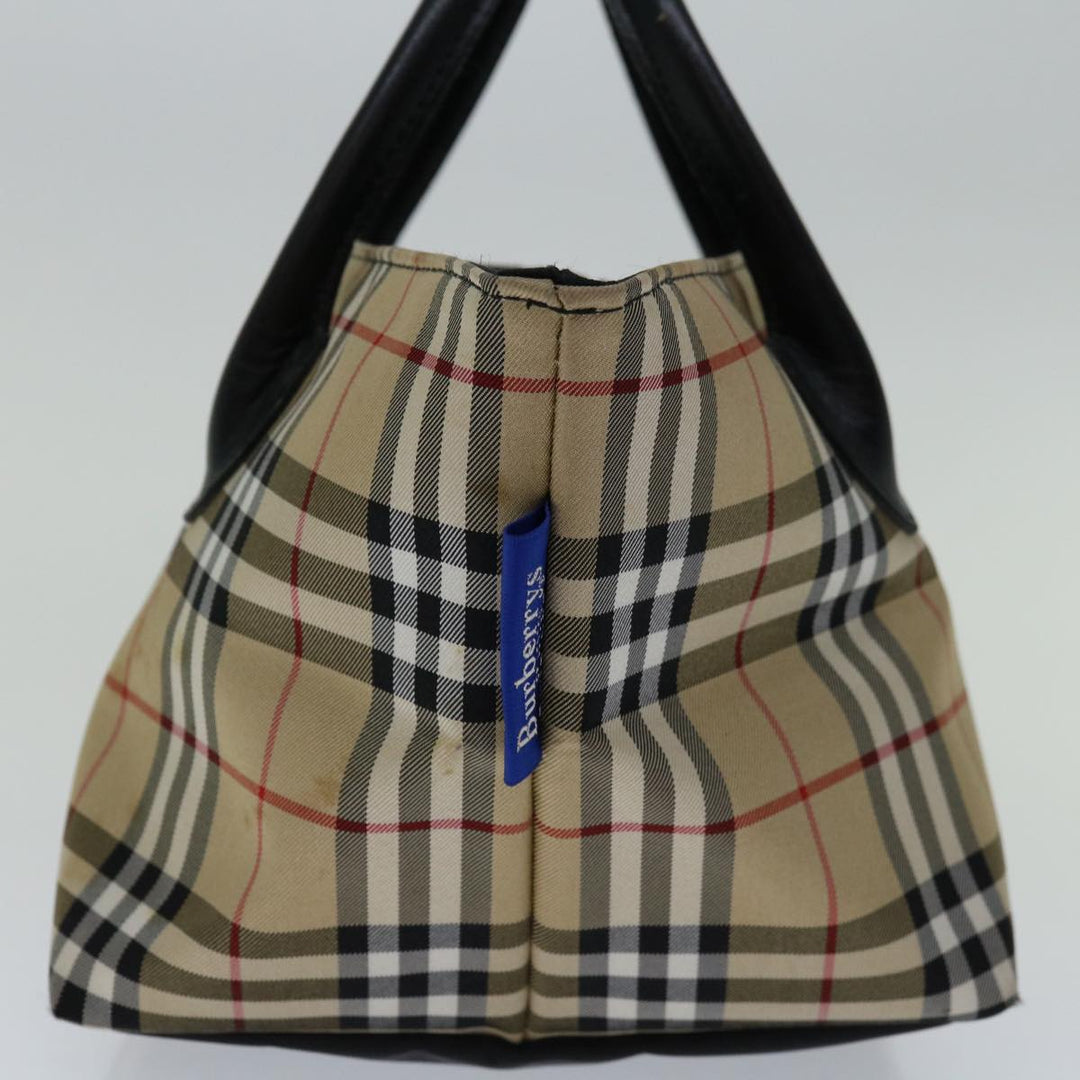 BURBERRYSs Nova Check Blue Label Hand Bag Nylon Beige Auth bs12386