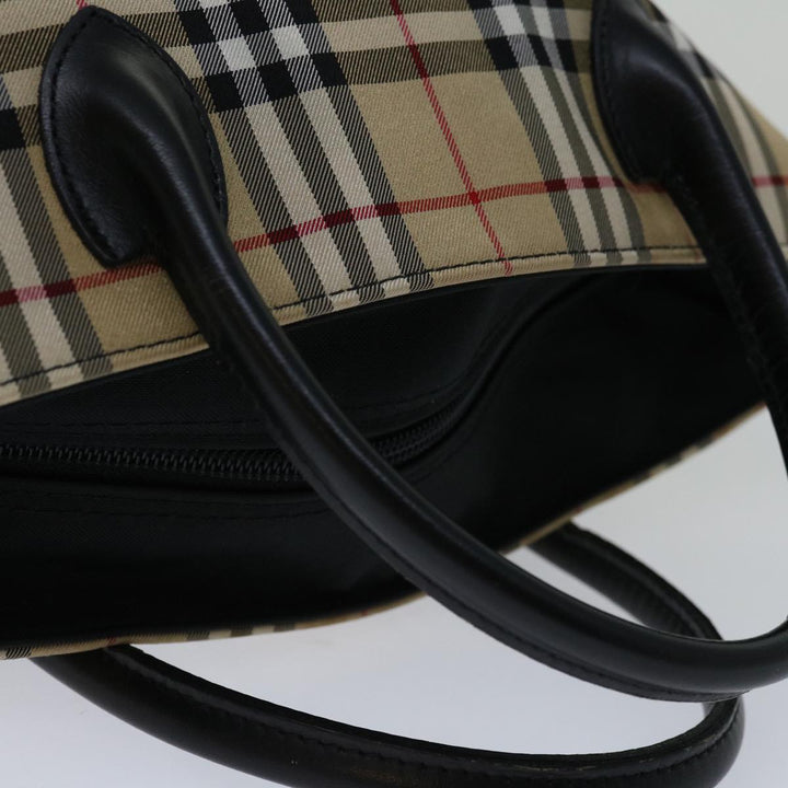 BURBERRYSs Nova Check Blue Label Hand Bag Nylon Beige Auth bs12386