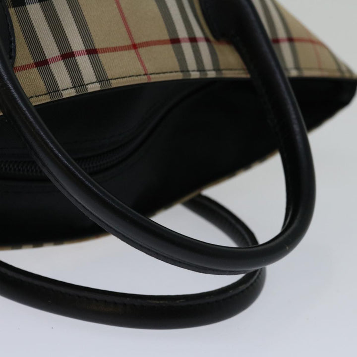 BURBERRYSs Nova Check Blue Label Hand Bag Nylon Beige Auth bs12386