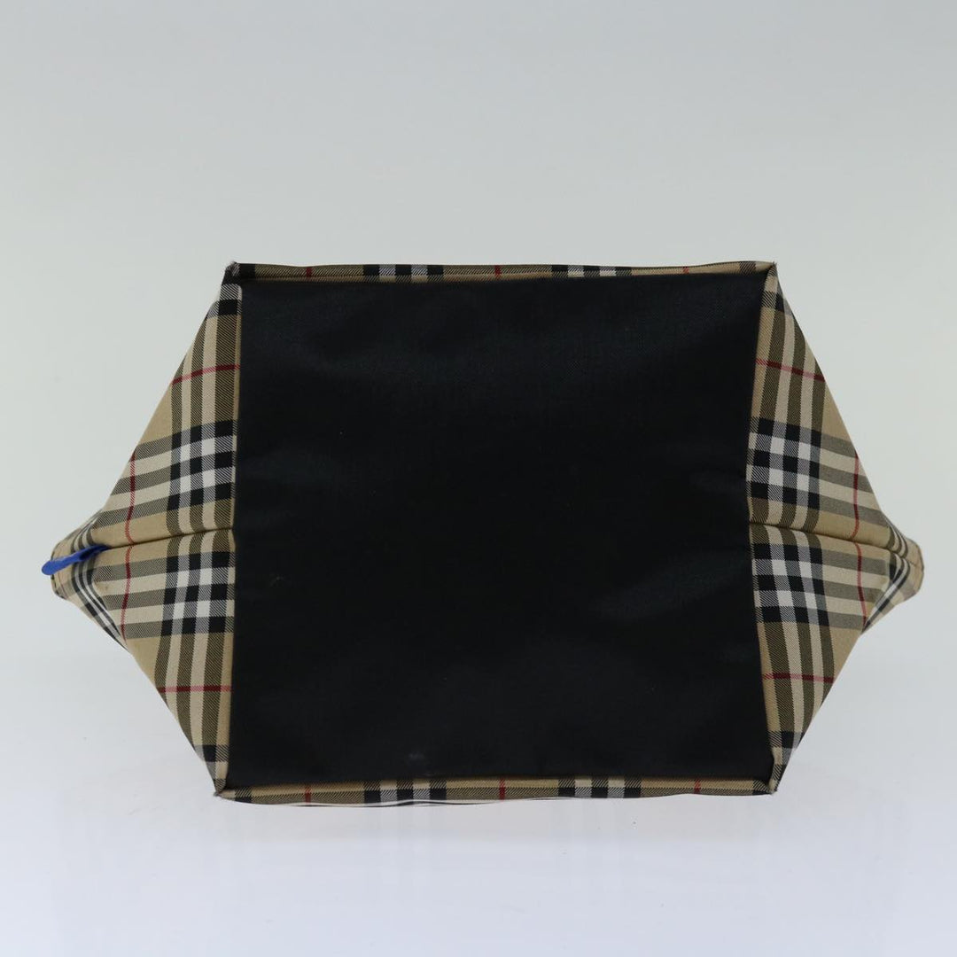 BURBERRYSs Nova Check Blue Label Hand Bag Nylon Beige Auth bs12386