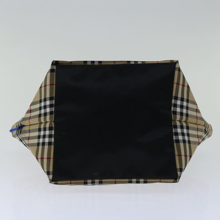 BURBERRYSs Nova Check Blue Label Hand Bag Nylon Beige Auth bs12386