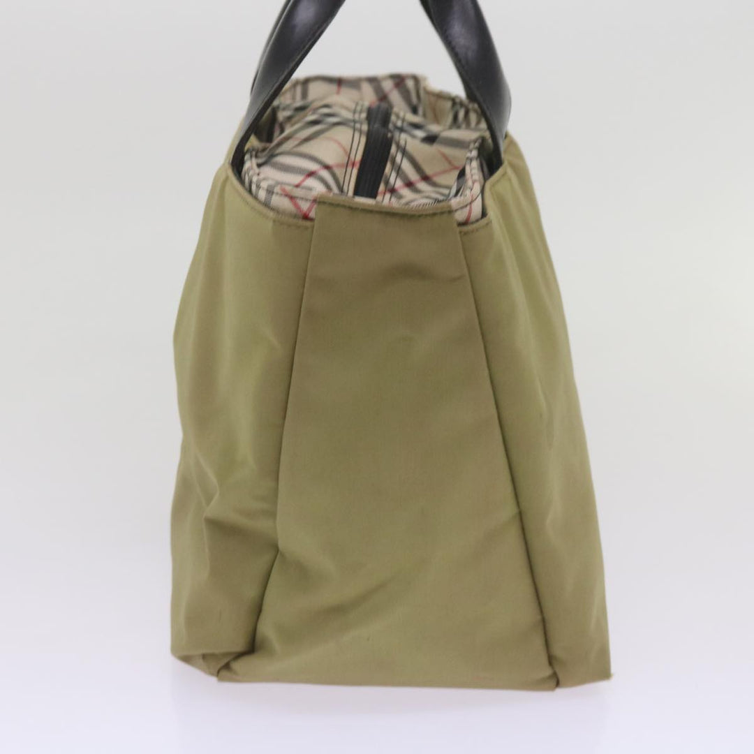 BURBERRY Nova Check Hand Bag Nylon Khaki Auth bs12387