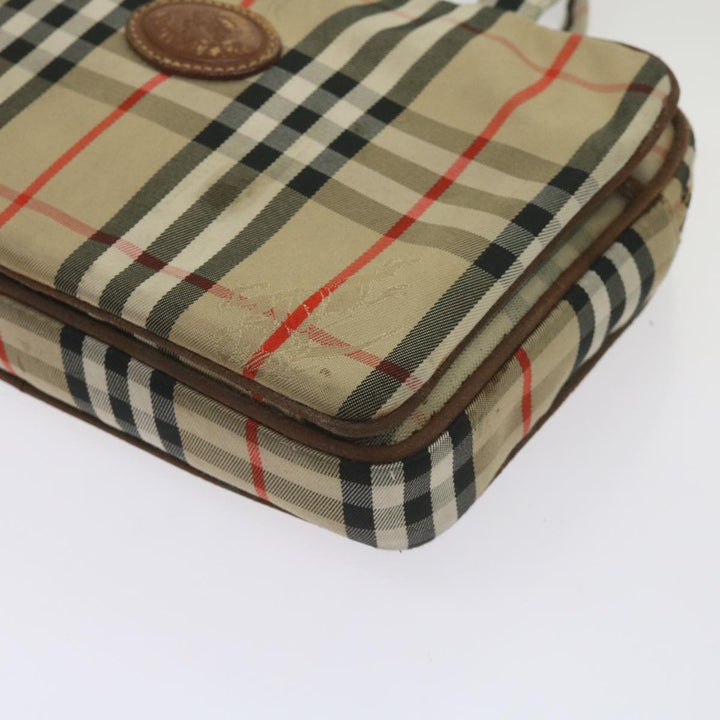 BurberrySs Nova Check Hand Bag Canvas Beige Auth bs12412