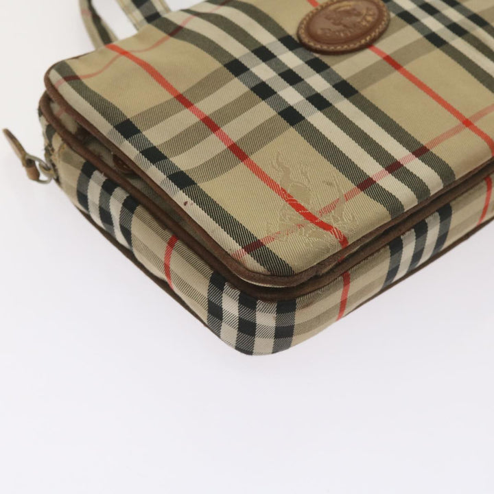 BurberrySs Nova Check Hand Bag Canvas Beige Auth bs12412