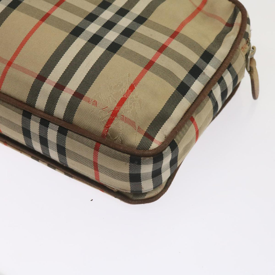 BurberrySs Nova Check Hand Bag Canvas Beige Auth bs12412