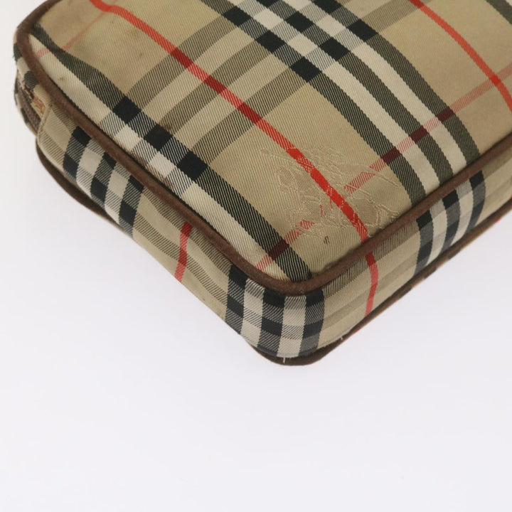 BurberrySs Nova Check Hand Bag Canvas Beige Auth bs12412