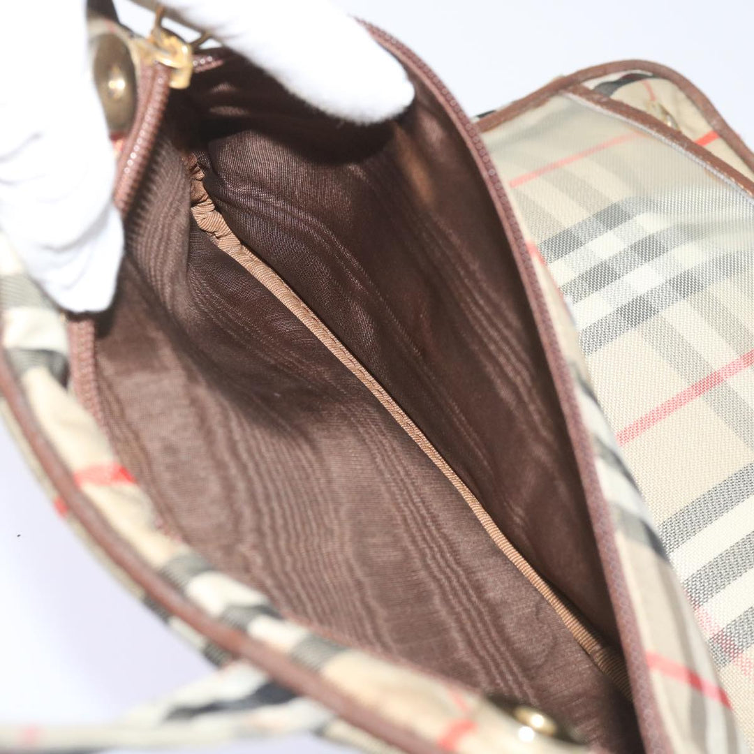 BurberrySs Nova Check Hand Bag Canvas Beige Auth bs12412