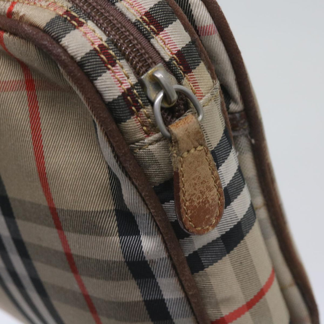 BurberrySs Nova Check Hand Bag Canvas Beige Auth bs12412