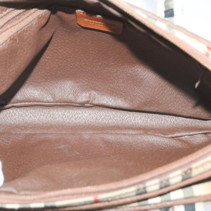 BurberrySs Nova Check Hand Bag Canvas Beige Auth bs12412
