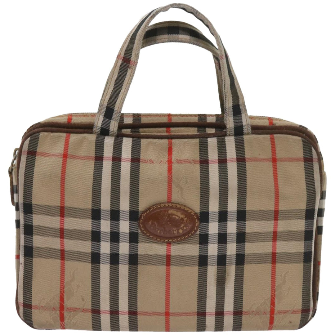 BurberrySs Nova Check Hand Bag Canvas Beige Auth bs12412